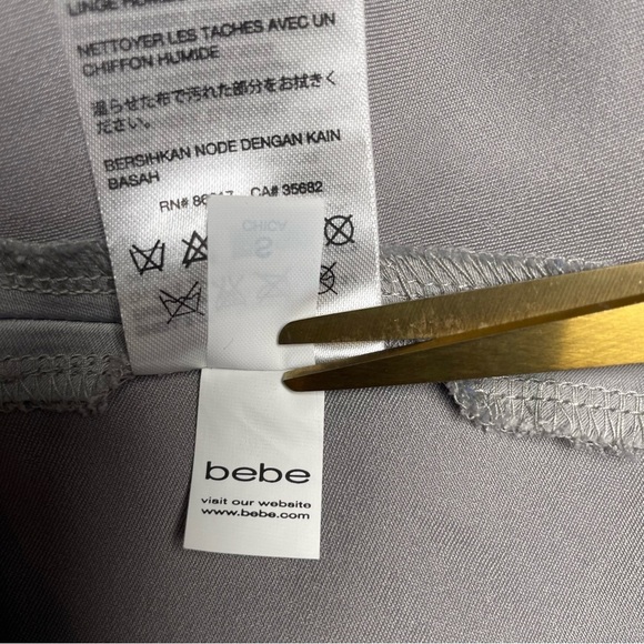 BEBE Beaded Satin Top Peplum Gray Satin Y2K Sleeveless Camisole Size S Halter - Picture 6 of 13